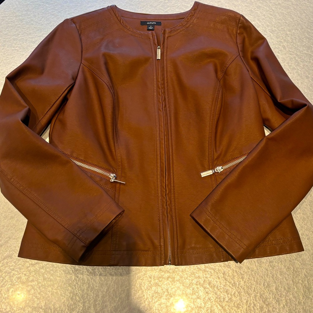 ALFANI FAUX LEATHER JACKET SMALL